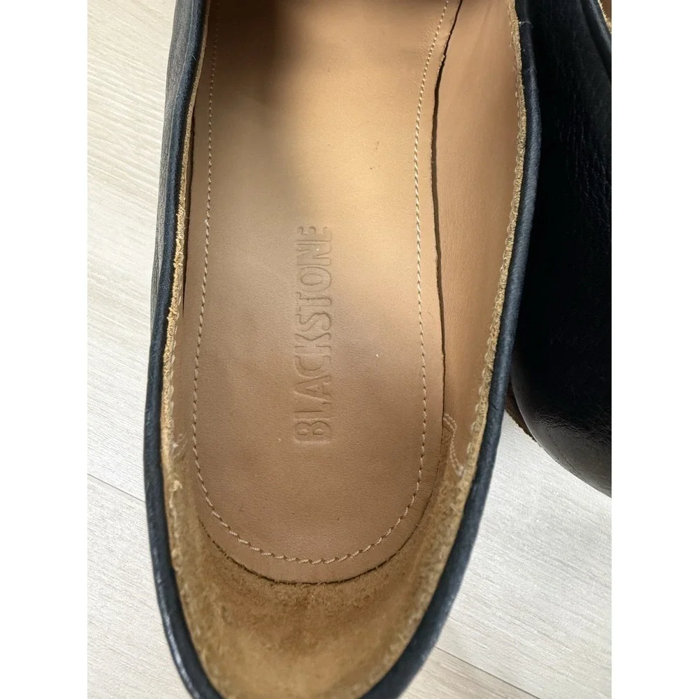 Blackstone Leather Loafers Woven Toe Black Slip On EU 38 US 7.5